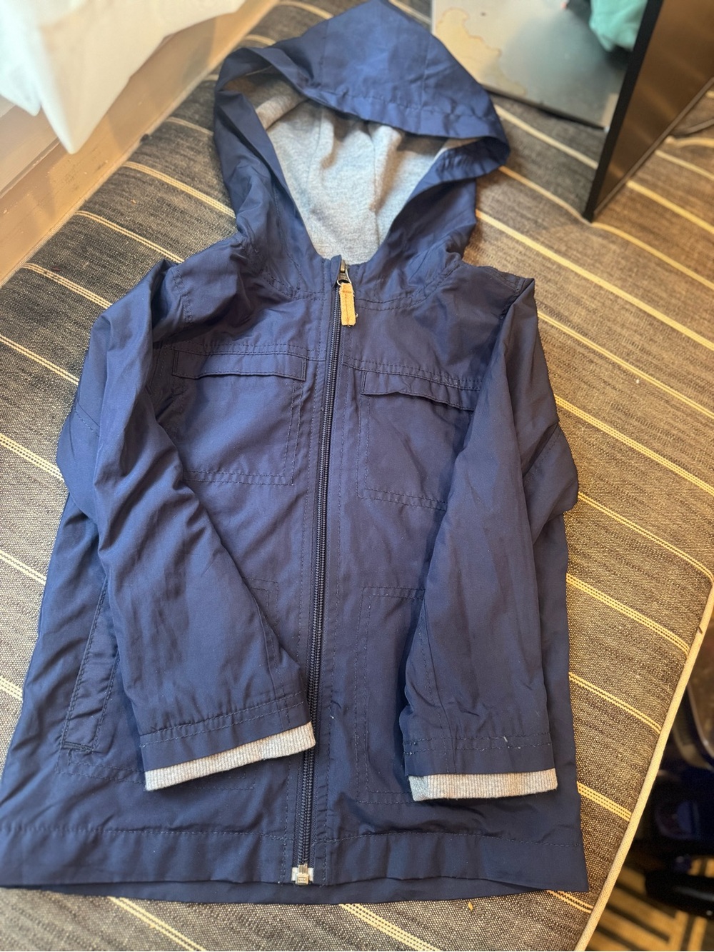 Carter's Navy Hooded Raincoat with Grey Lining